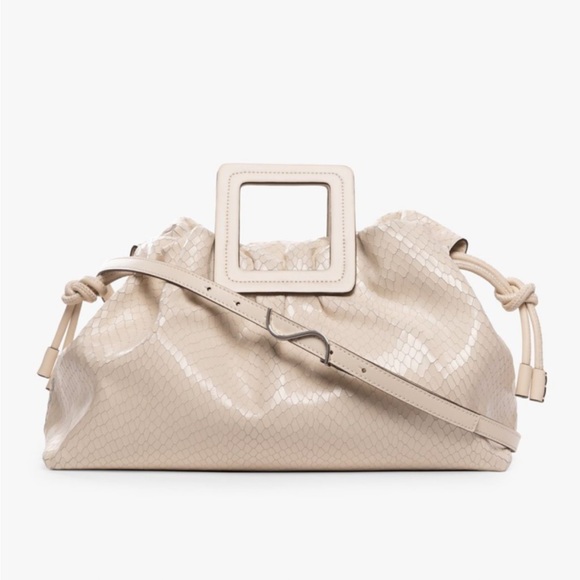 STAUD SHIRLEY LARGE CARRYALL BAG | CREAM SNAKE EMBOSSED *NEW W/TAGS* - Picture 3 of 7